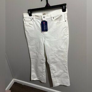 Daniel Cremieux white Women's Flare Jeans frayed hem size 14 waist 34” inseam 26